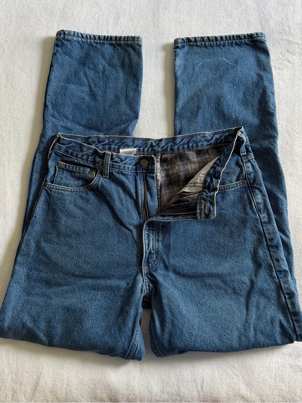 Carhartt Blue Flannel Lined Jeans Men's 36x36
High Rise Straight Workwear Warm
